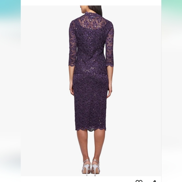 Alex Evenings Women's T-Length All Over Lace Dress with Jacket Set - Picture 2 of 11